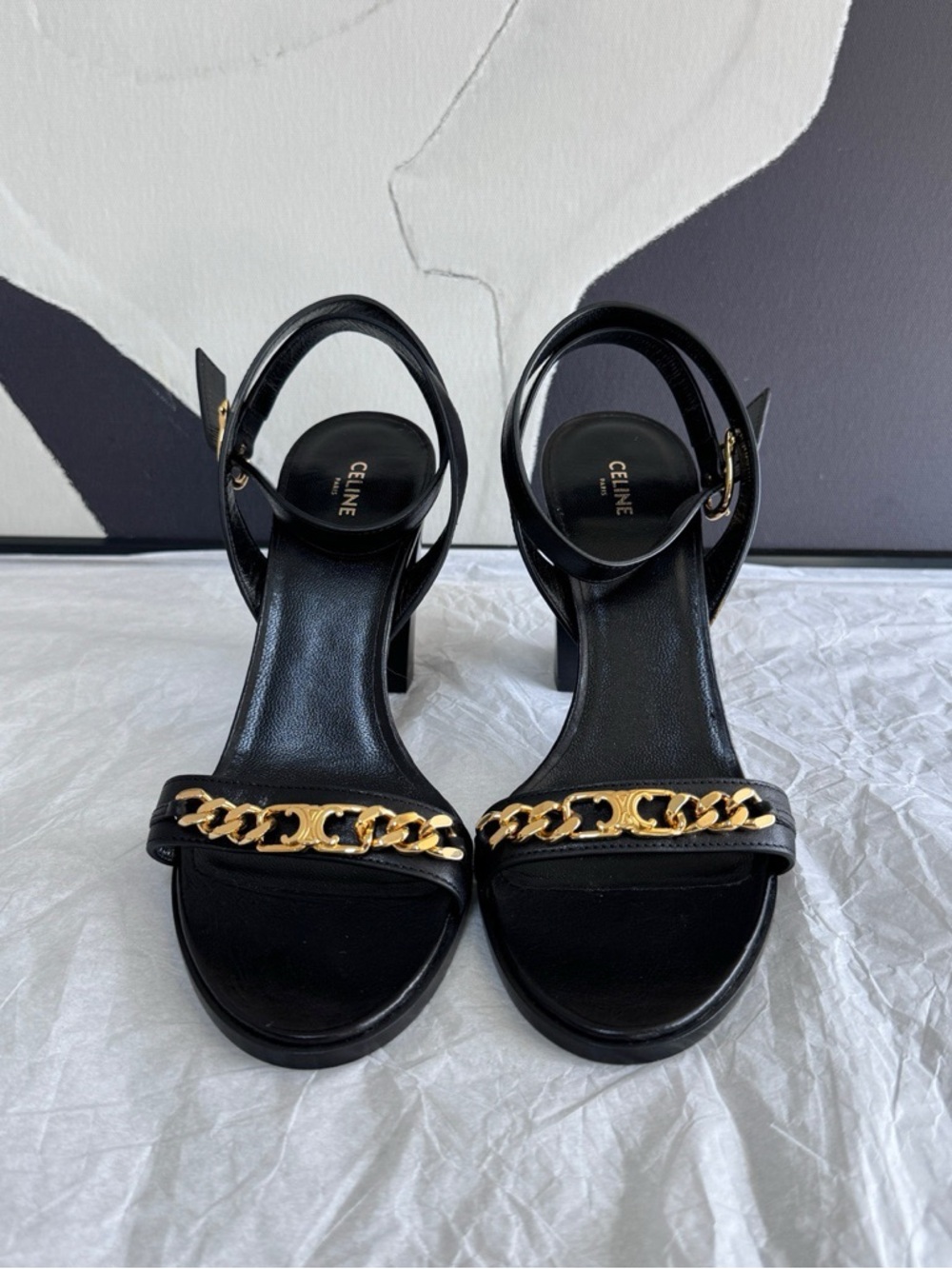 Celine | Gold Buckle Block Heels Size 7 | Excellent Condition | EU37 （US7）